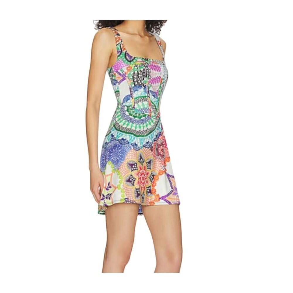 AFRM Dress Women 2X‎ Pink Tank Mini Raven Tropical Concert Boho Colorful Soft